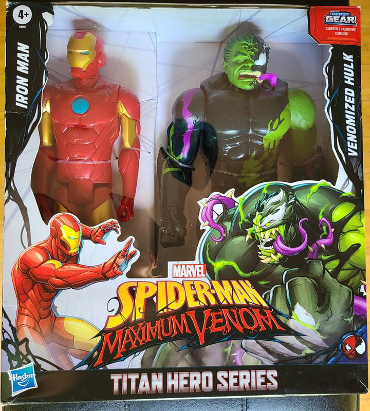 Spider-Man Maximum Venom Titan Hero Iron Man Vs. Venomized Hulk