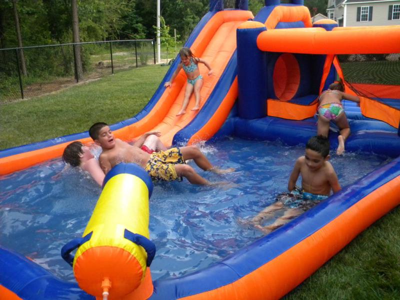 blast zone pirate bay inflatable combo bounce and slide water park