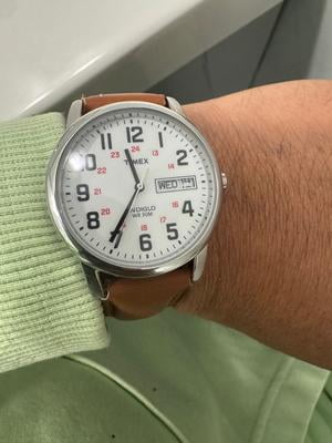 Timex Men's Indiglo Easy Reader Silver/White 35mm Watch with Day