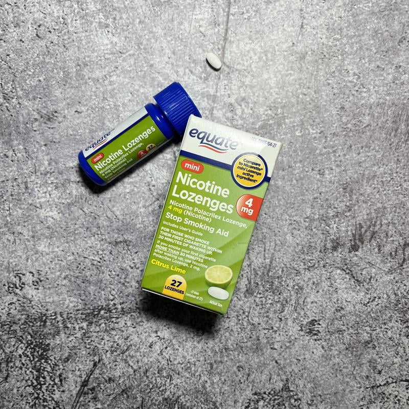 Equate Mini Nicotine Lozenge 4 mg, Stop Smoking Aid, Citrus Flavor