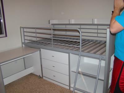 Charleston Storage Loft Bed with Desk, White   Walmart.