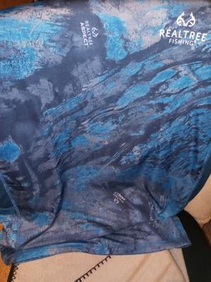 T-shirt De Pêche Realtree Homme Taille L Bleu Motif Océan Performance Stretch