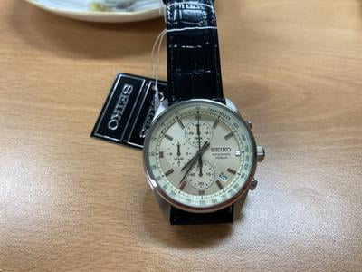 Seiko Chronograph Quartz Men's Watch, Champagne Dial, Black