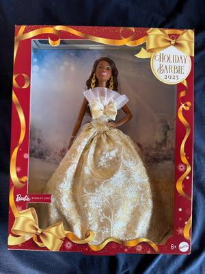 Barbie Signature 2025 Holiday Barbie Fashion Doll, Seasonal Collector, Black  Hair with Silver & Gold Gown - Walmart.com