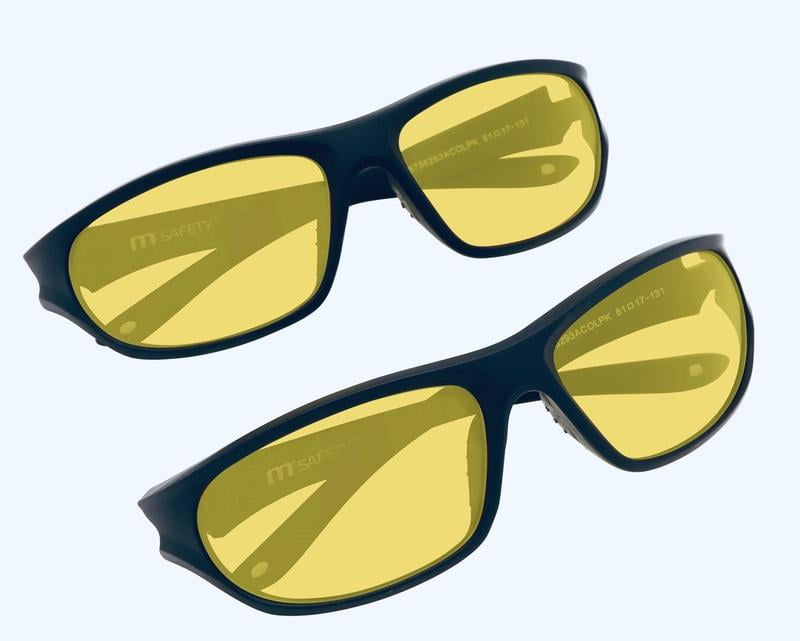 M+, Safety Glasses, Plastic, Unisex, MS756293ACOLPK 2-Packs. Black