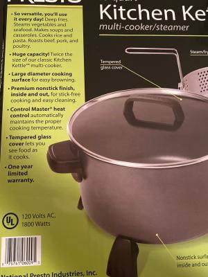 National Presto 10-quart Kitchen Kettle XL Steamer Multi-Cooker, Black