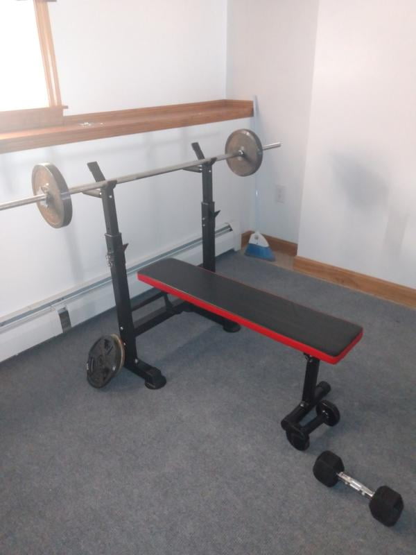 adjustable folding fitness barbell rack and weight bench