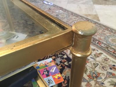 Safavieh Aslan 42 Width Iron Coffee Table Antique Gold W Glass