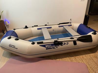 Pro Marine 7.5 ft Inflatable Fishing Boat Set with Aluminum Oars