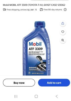 Mobil Transmission Fluid, ATF 3309 Series, Toyota T-IV Compatible