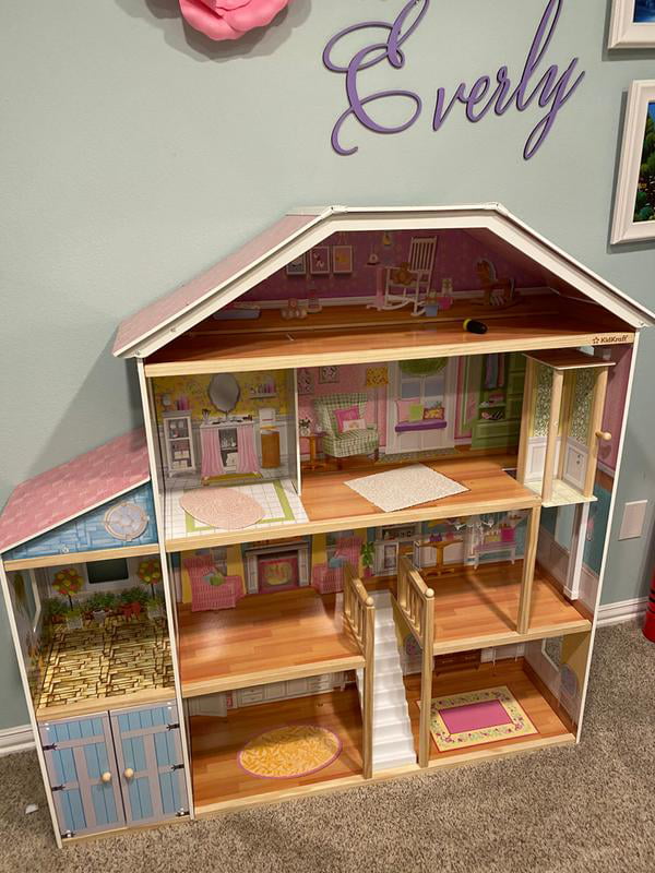 kidkraft grand view mansion dollhouse with ez kraft assembly and 34 accessories