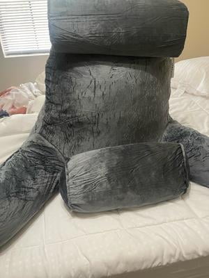 Klear Vu Velour Bed Rest Pillow With Pocket & Handle - Back Support For Reading/Watching TV, Coco Brown
