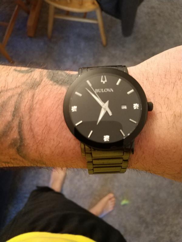 Bulova Men's Black Ion Modern Diamond Watch 98D144 - Walmart.com