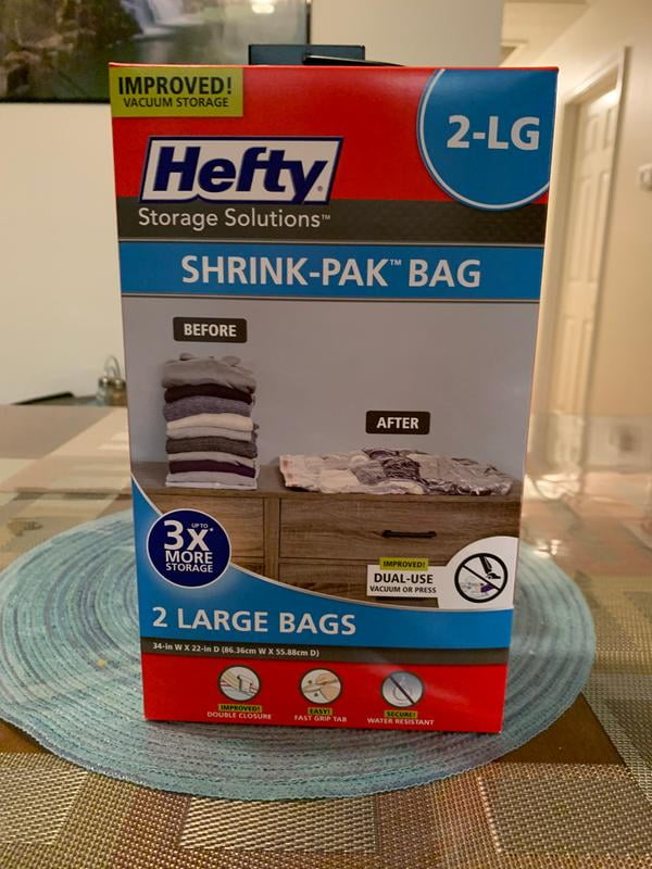  Hefty Shrink-Pak - 2 Medium, 2 Large, 2 XL Vacuum Seal Storage  Bags – Space Saver Bags for Clothing, Pillows, Towels, or Blankets, 6 Pc  Set : Home & Kitchen