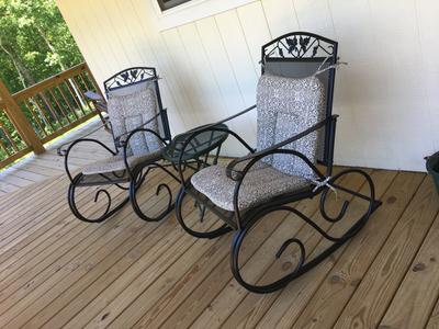 Mainstays Jefferson Outdoor Wrought Iron Porch Rocking Chair Walmart Com Walmart Com