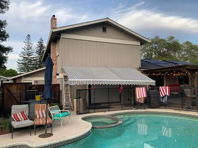 Aleko 20 X10 Retractable Motorized Patio Awning Sand Color Walmart Com Walmart Com
