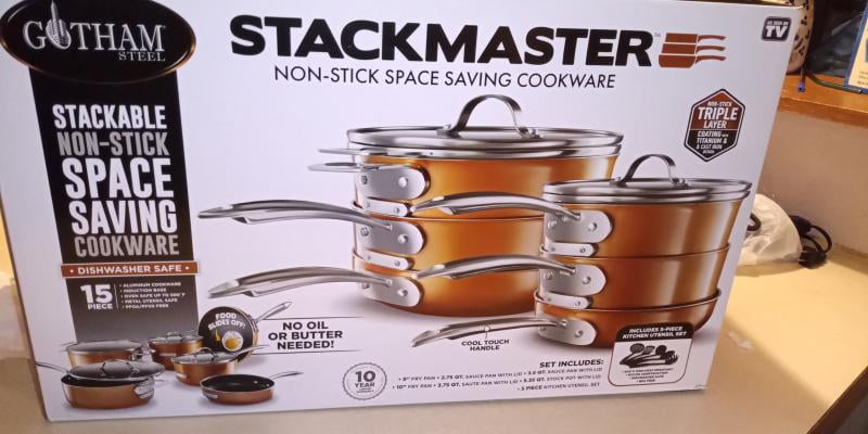 Gotham Steel Stackmaster Nonstick Aluminum 15-Piece Cookware Set