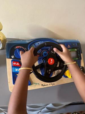 Melissa Doug Wooden Steering Wheel Toy, Interactive Dashboard