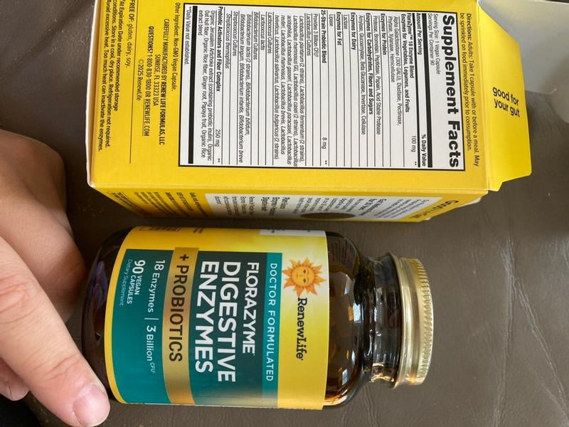 Renew Life Florazyme Digestive Enzymes Probiotics 90 Vegan