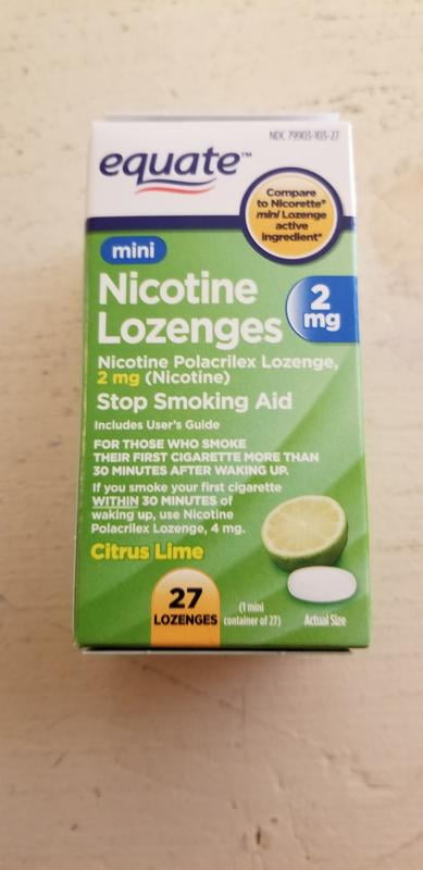 Equate Mini Nicotine Polacrilex Lozenge, 2 mg, Citrus, 27 Count