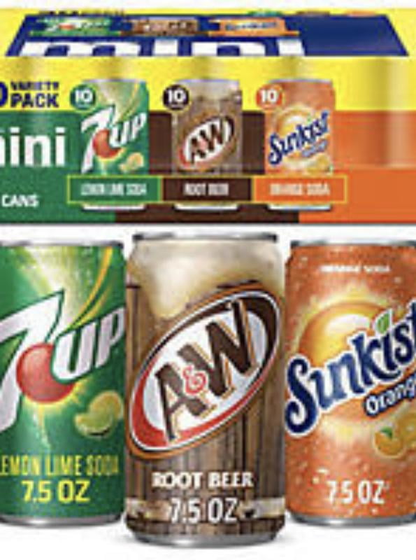7UP, A&W Root Beer and Sunkist Variety Pack 7.5 fl. oz., 30 pk
