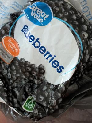 Great Value Frozen Blueberries 48 oz Resealable Bag for Smoothies