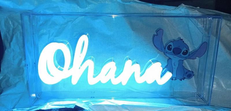 Paladone Disney Stitch Ohana Neon LED Light, 15cm x 30cm, USB