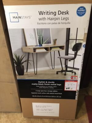 Mainstays Hairpin Writing Desk Multiple Finishes Walmart Com