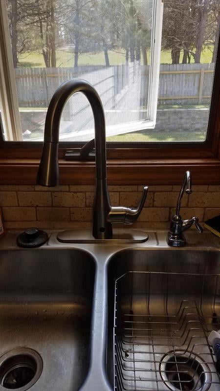 Flow Motion Sensor Kitchen Faucet Original Touchless Design Brushed Nickel Finish Dual Spray Head Easy Diy Install Battery Powered Bio