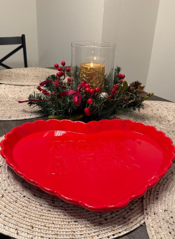 Way to Celebrate 1pk Red Ceramic Heart Serving Tray - Walmart.com