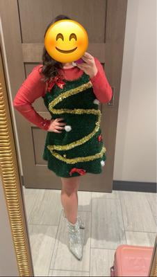 No Boundaries Christmas Tree Tinsel Mini Dress, Women's - Walmart.com