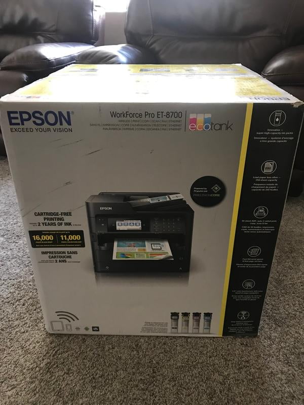 Epson Workforce Pro Et 8700 Ecotank Wireless Color All In One Supertank Printer With Scanner Copier Fax And Ethernet Walmart Com Walmart Com