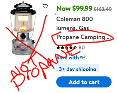 Coleman Dual Fuel Camping Lantern, 800 Lumens Light with 2-Mantle