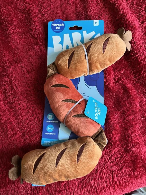 BARK Sausage Lickin' Links Plush Dog Toy, with Whip n Flip