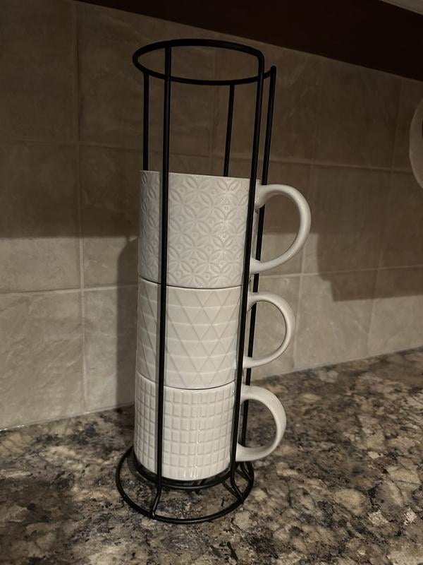 Over and Back 5-Piece Embossed Stackable Mug Set With Rack - Samsclub.com