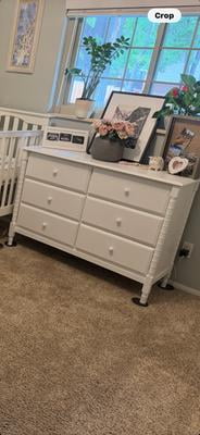 jenny lind dresser fog grey DaVinci Jenny Lind Spindle 3-Drawer Dresser (RTA) – Crib & Kids main image 0