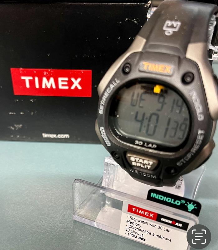 Timex Relógio masculino Ironman Classic 30 de 38 mm, Preto/cinza digital/azul, 16mm, Timex