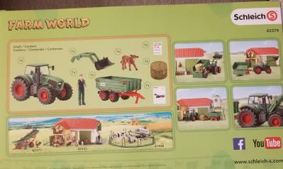 Schleich 42379 Farm World Tractor with Trailer & Farmer Toy Figurine Set 