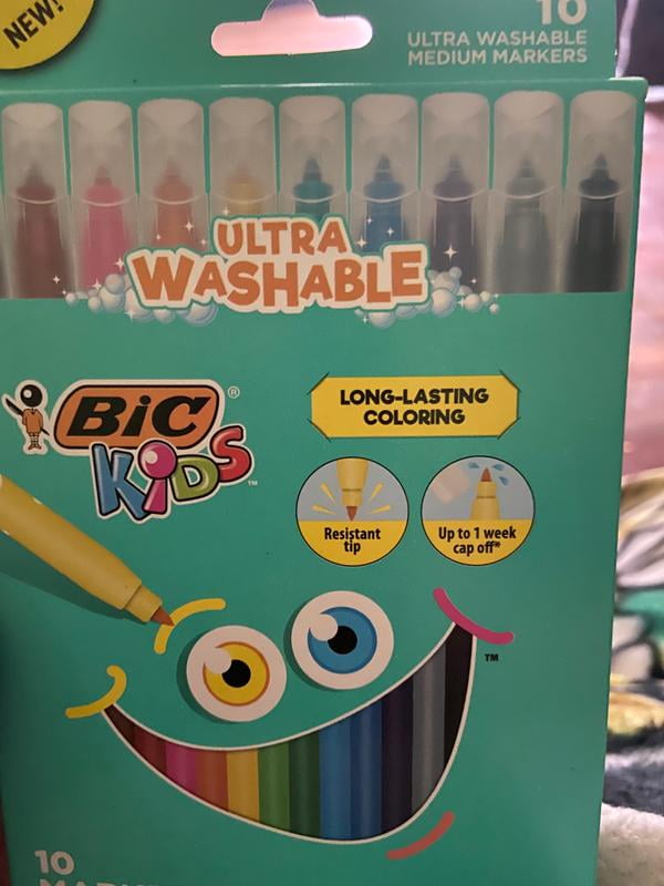 Bic Kids Ultra Washable Markers, Plastic Tube, Medium Bullet Tip, Assorted Colors, 20/Pack
