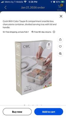 Cook With Color Taupe 8 compartment snackle box, charcuterie