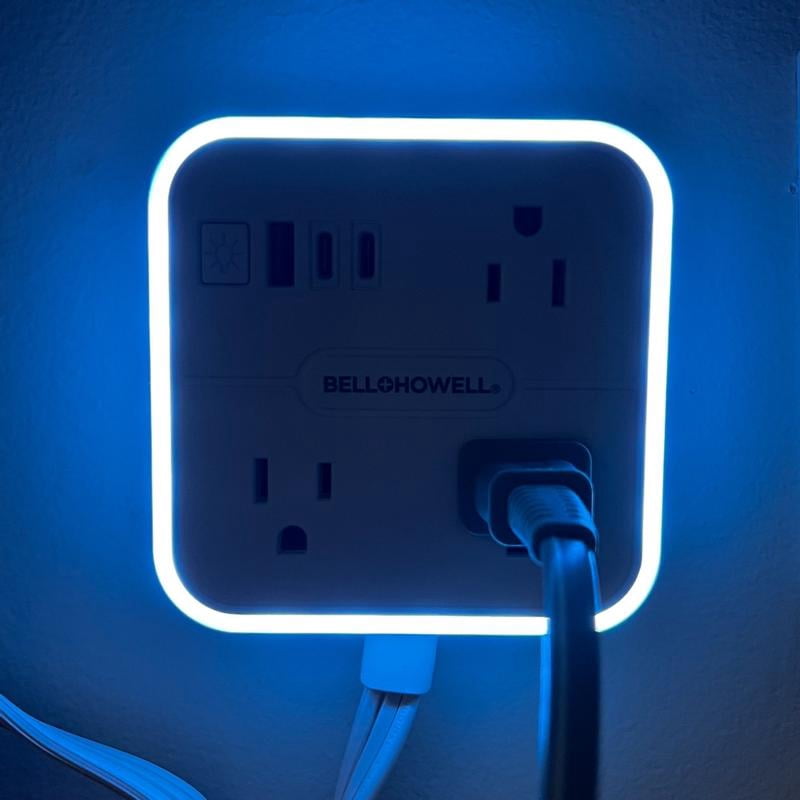 PD20W Wall Outlet Extender, Outlet Splitter with Shelf and Night Light, USB Wall