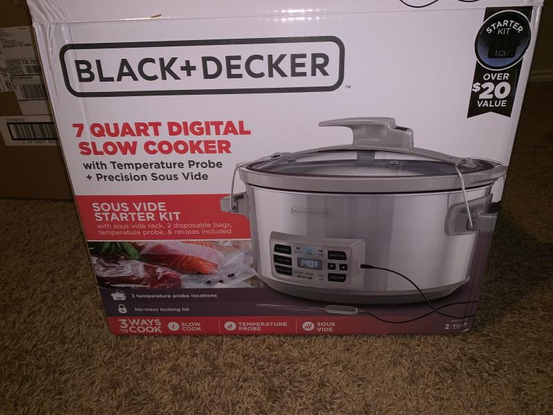 BLACK+DECKER 7 Qt. Stainless Steel Electric Slow Cooker with Temperature  Probe and Precision Sous-Vide SCD7007SSD - The Home Depot