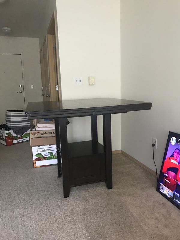Ashley Signature Design Haddigan High Counter Dining Table with Drop Leaf Dark Brown Walmart