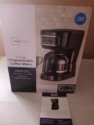 Mainstays Black 12-Cup Programmable Coffee Maker, 1.8 Liter Capacity, New -  Walmart.com