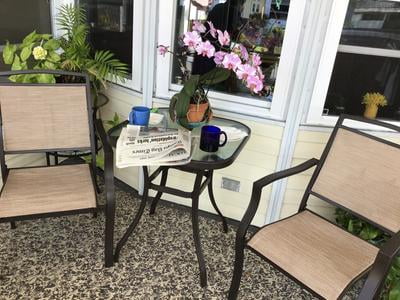 Mainstays Sand Dune 3 Piece Outdoor Bistro Set For Patio And Porch Tan Walmart Com Walmart Com