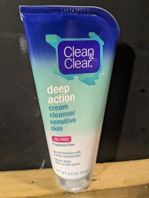 Clean & Clear Oil-Free Deep Action Cream Facial Cleanser, 6.5 oz