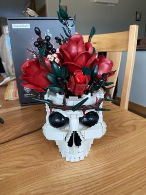 SupreOwls Skull Planter Pot, Gothic Skeleton, Building Block Set