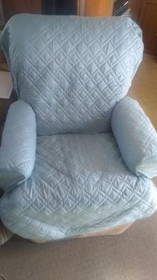 Collections Etc Diamond Quilted Stretch Recliner Cover with Storage Blue Recliner 