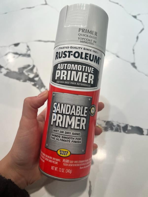 6 Pack, White, Rust-Oleum Automotive Flat Sandable Primer Spray