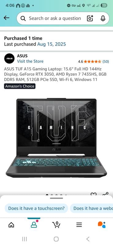 Customer reviews for ASUS TUF A15 15.6 inch FHD Gaming Laptop, AMD